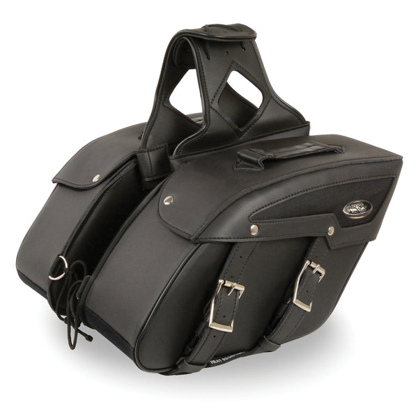 saku Milwaukee Leather SH65801ZB Black Medium Zip-Off PVC Slanted Throw