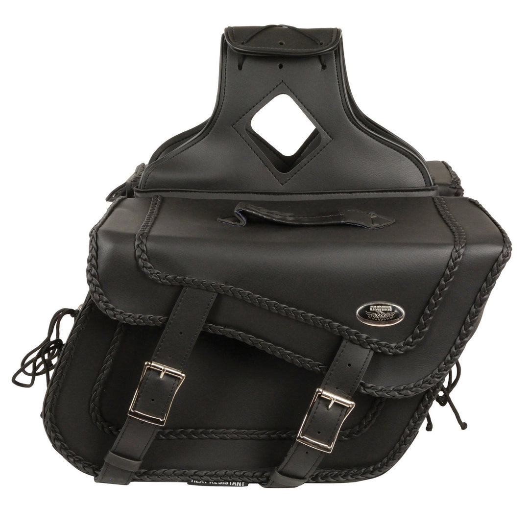 Milwaukee Leather SH664ZB Large Braided Zip Off PVC Throw Over Saddlebags