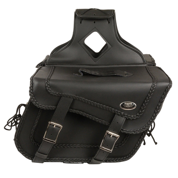 Milwaukee Leather SH664ZB Large Braided Zip Off PVC Throw Over Saddlebags