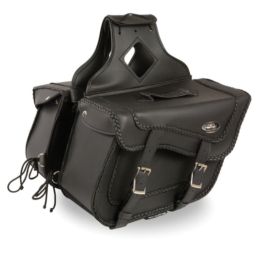 Milwaukee Leather SH664ZB Large Braided Zip Off PVC Throw Over Saddlebags