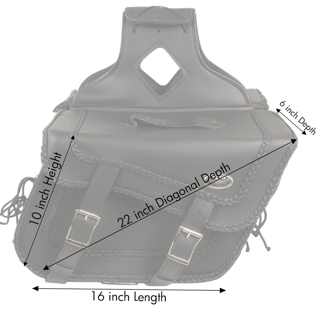 Milwaukee Leather SH664ZB Large Braided Zip Off PVC Throw Over Saddlebags