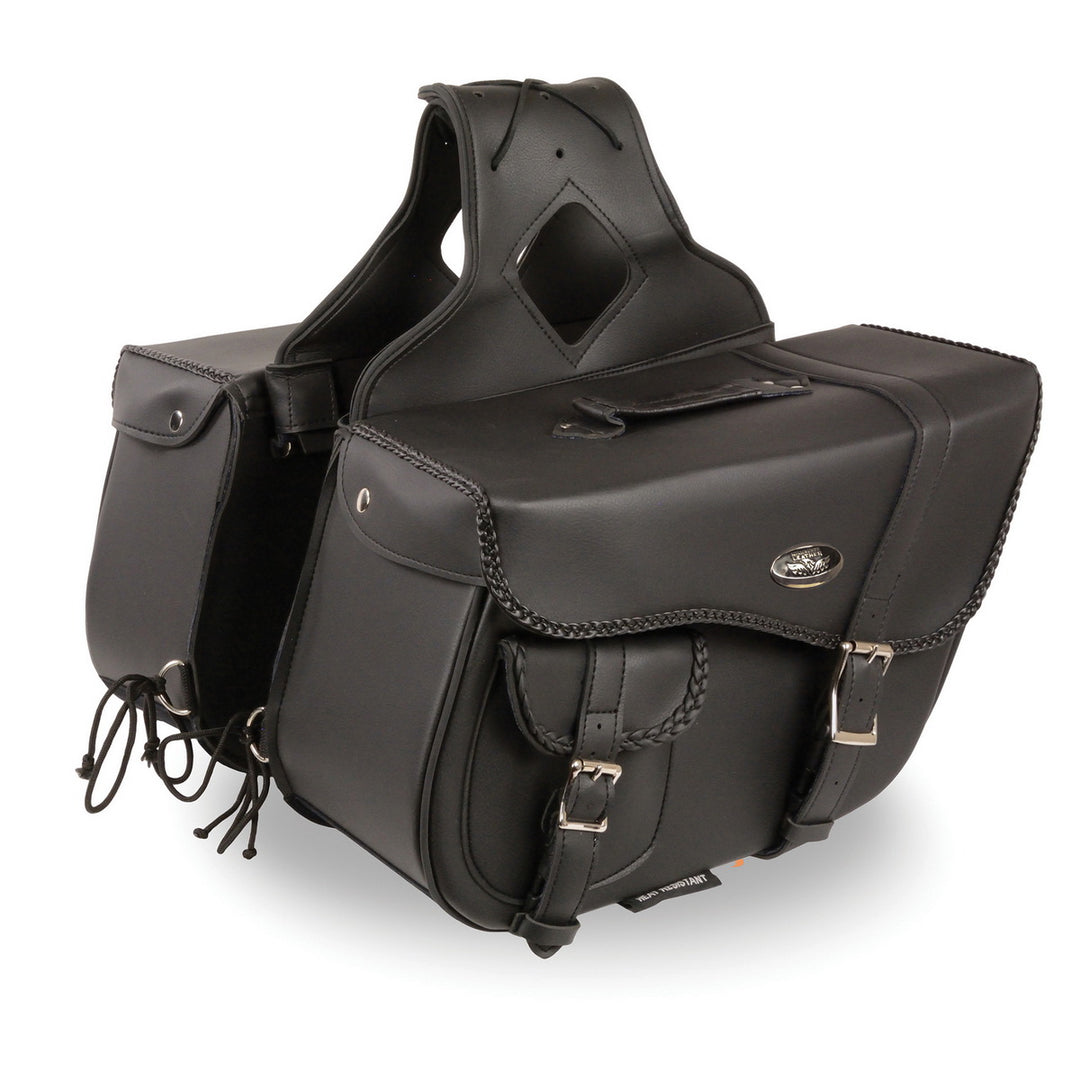 Milwaukee Leather SH665ZB Black Large Braided Zip Off PVC Throw Over Motorcycle Saddlebags