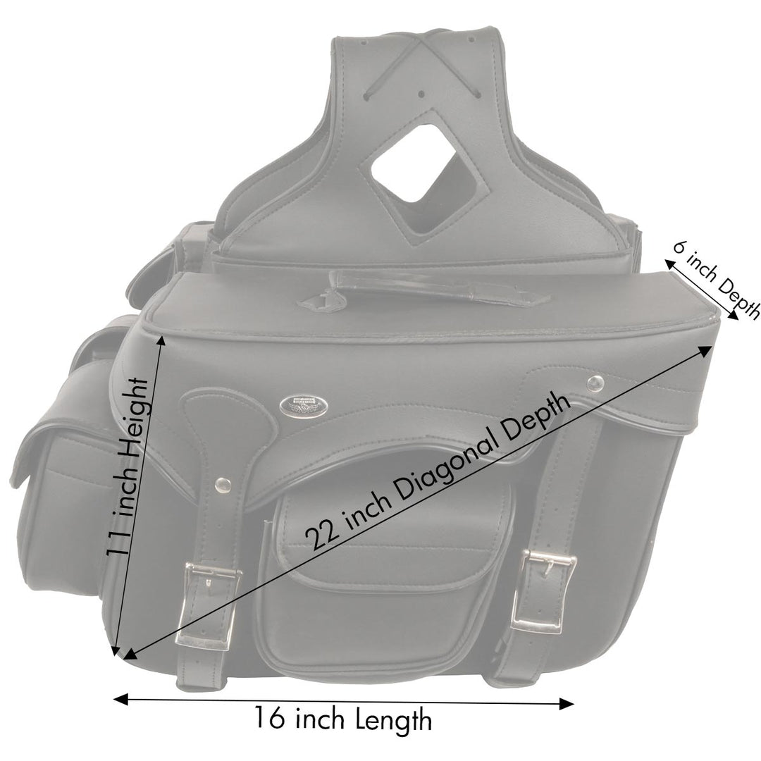 Milwaukee Performance SH666ZB Black PVC Double Front Pocket Throw Over Saddlebags with Reflective Piping