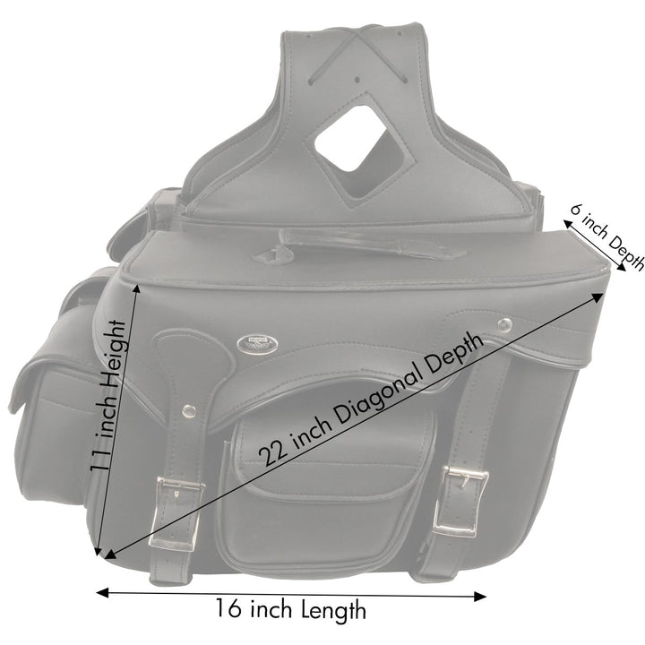 Milwaukee Performance SH666ZB Black PVC Double Front Pocket Throw Over Saddlebags with Reflective Piping
