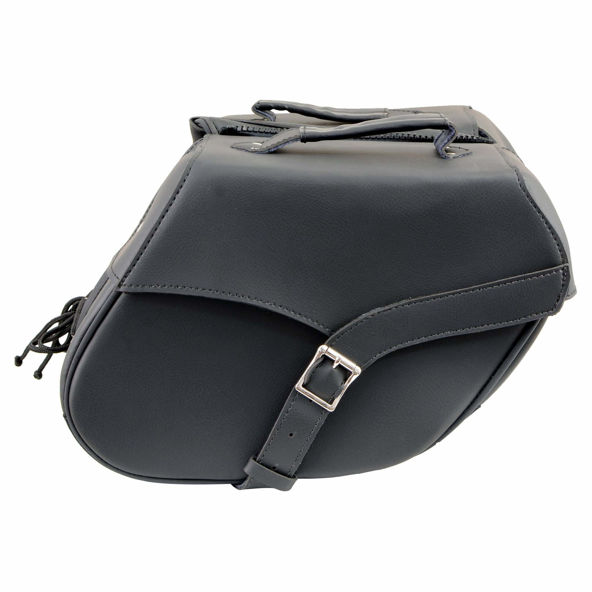 Milwaukee Leather SH66701ZB Black Single Strap PVC Throw Over Motorcycle Saddlebags