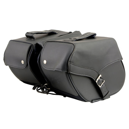 Milwaukee Leather SH66701ZB Black Single Strap PVC Throw Over Motorcycle Saddlebags