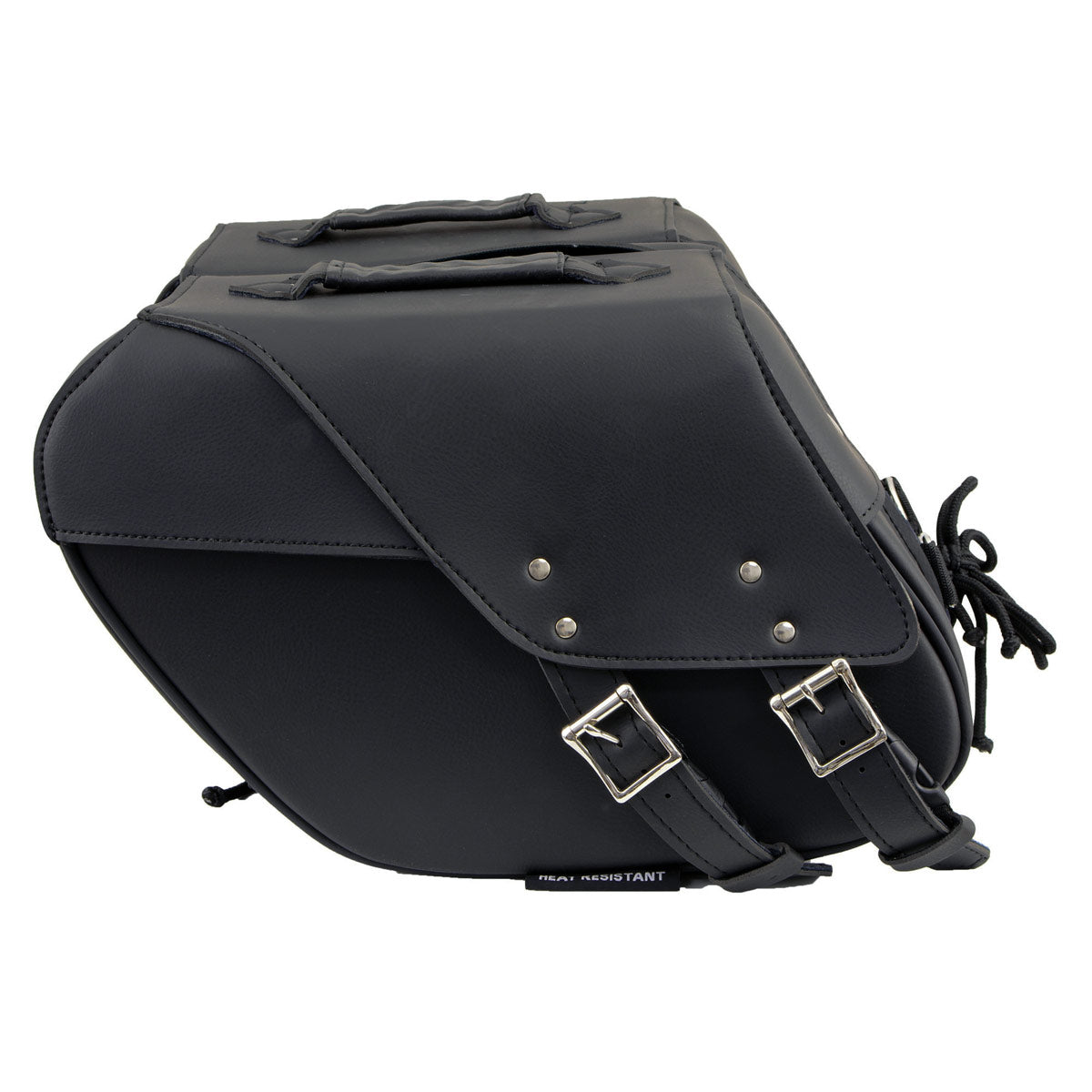 Milwaukee Leather SH66901ZB Medium Size Black PVC 2-Strap Throw Over Saddle Bag w/ Reflective Piping