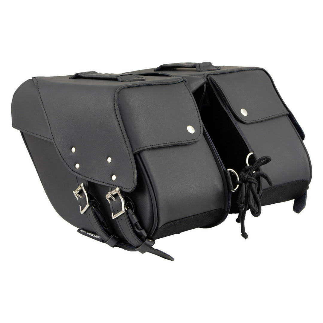 Milwaukee Leather SH66901ZB Medium Size Black PVC 2-Strap Throw Over Saddlebags w/ Reflective Piping
