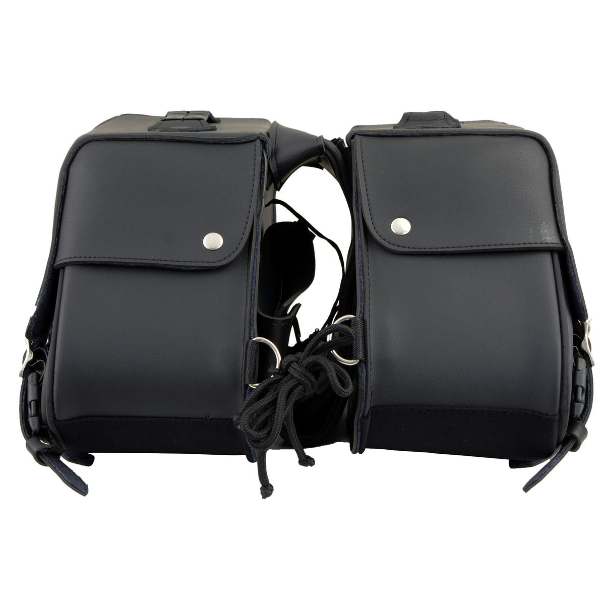 Milwaukee Leather SH66901ZB Medium Size Black PVC 2-Strap Throw Over Saddle Bag w/ Reflective Piping