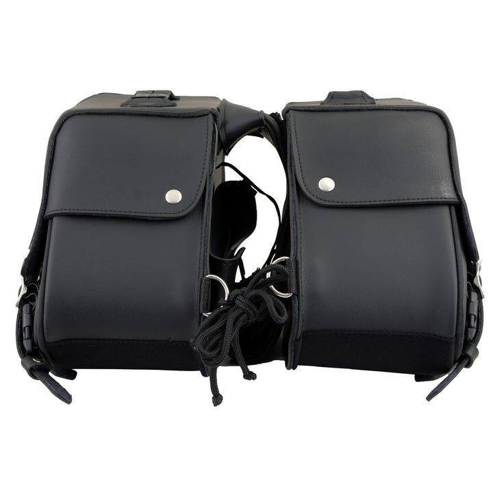 Milwaukee Leather SH66901ZB Medium Size Black PVC 2-Strap Throw Over Saddlebags w/ Reflective Piping
