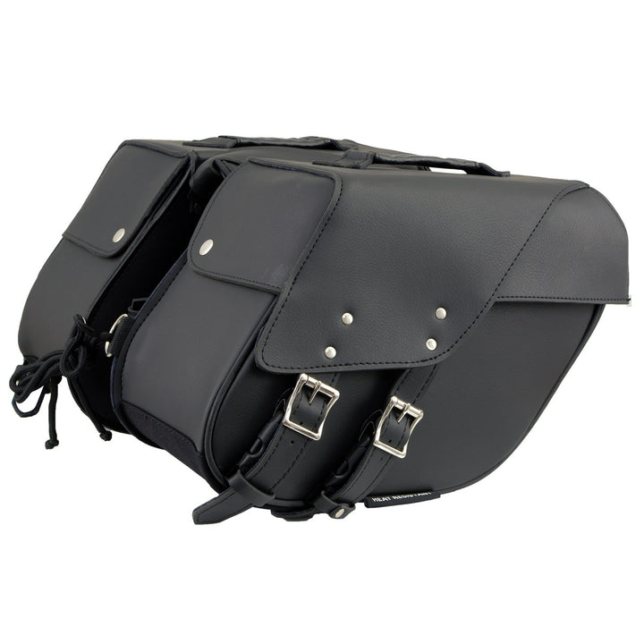 Milwaukee Leather SH66901ZB Medium Size Black PVC 2-Strap Throw Over Saddlebags w/ Reflective Piping