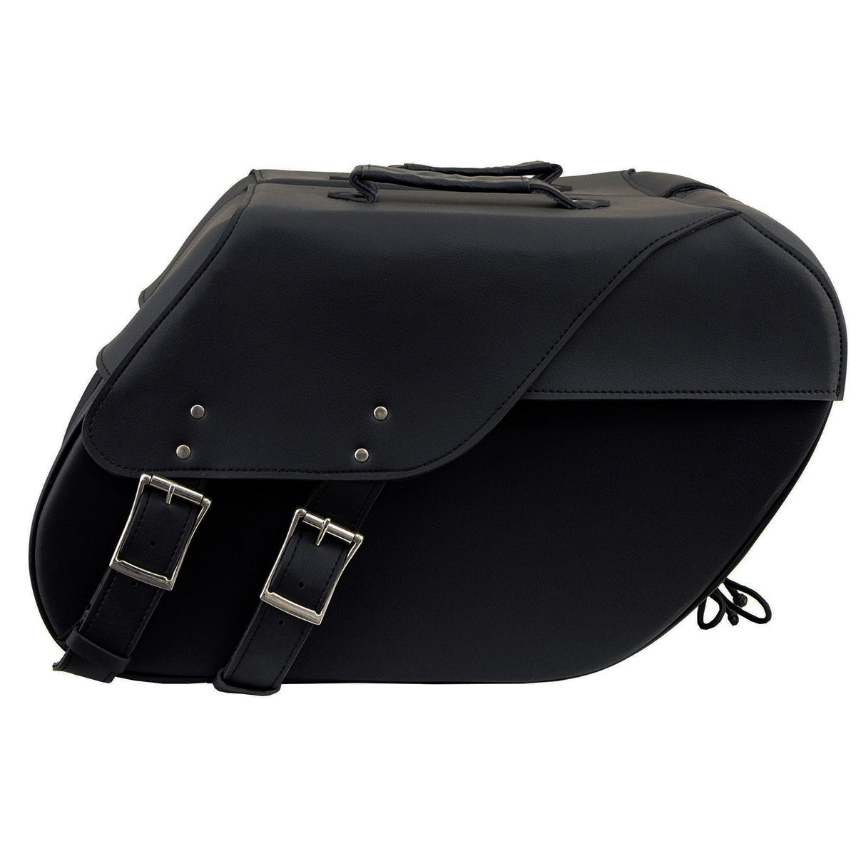 Milwaukee Leather SH669ZB Large Black Two Straps PVC Zip Off Throw Over Motorcycle Saddlebags