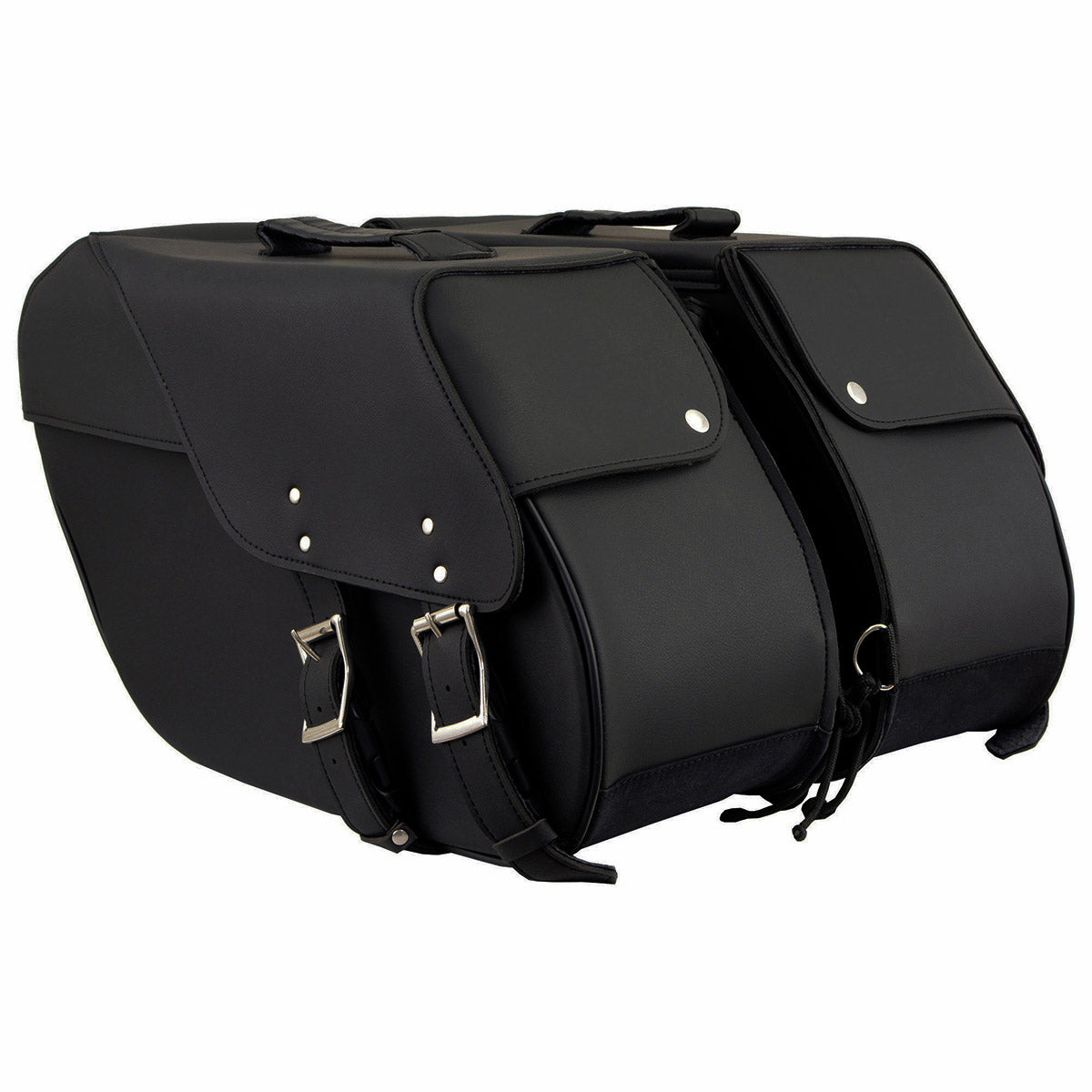 Milwaukee Leather SH669ZB Large Black Two Straps PVC Zip Off Throw Over Motorcycle Saddlebags