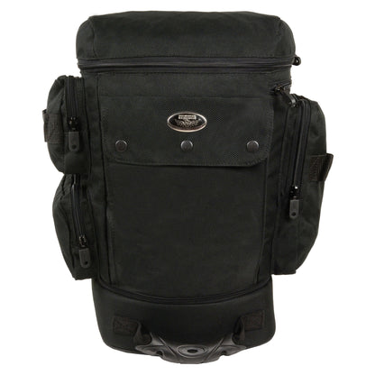 Milwaukee Leather SH688 Large Black Retractable Nylon Sissy Bar Motorcycle Bag with Luggage Handle