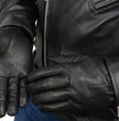 Milwaukee Leather SH734 Men's Black Thermal Lined Leather Motorcycle Hand Gloves W/ Sinch Wrist Closure