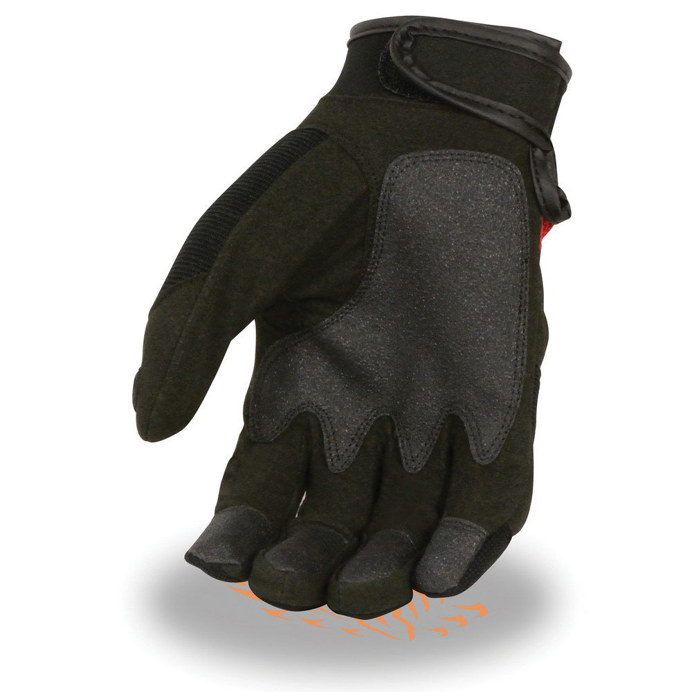 Xelement XG76102 Men's Black and Red Textile Motorcycle Gloves