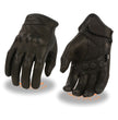 Milwaukee Leather SH810 Men's Black Perforated Leather Motorcycle Riders Gloves with Knuckle Protection