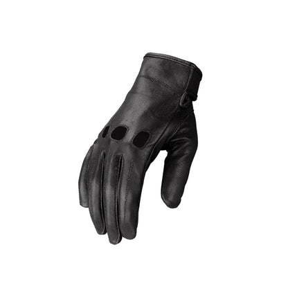 Milwaukee Leather SH811 Men's Black Leather Full Finger Motorcycle Hand Gloves W/ Breathable ‘Open Knuckle’