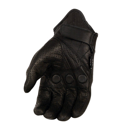 Milwaukee Leather SH812 Men's Black Perforated Leather Gloves with Knuckle Protection