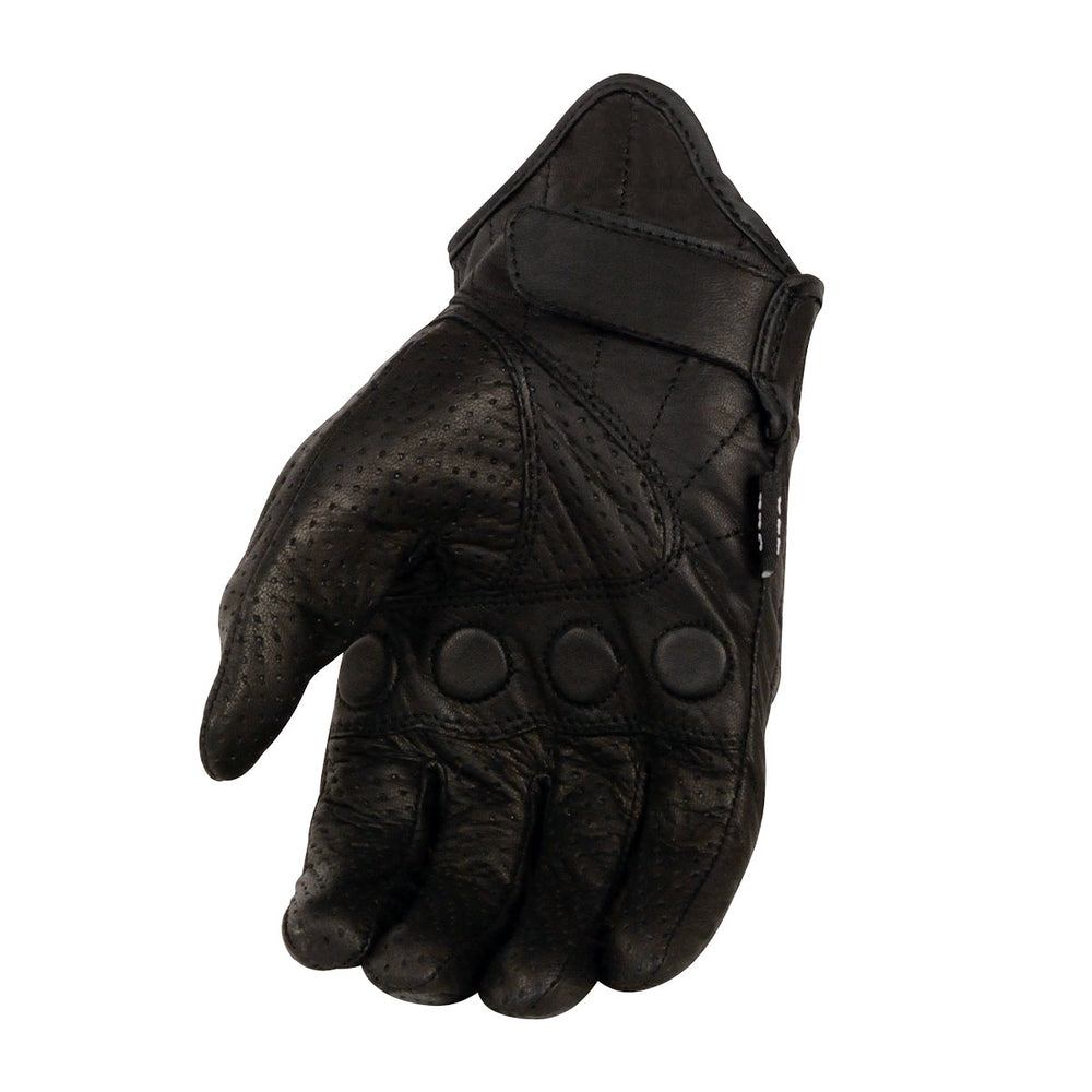Milwaukee Leather SH812 Men's Black Perforated Leather Motorcycle Riders Gloves w/ Knuckle Protection