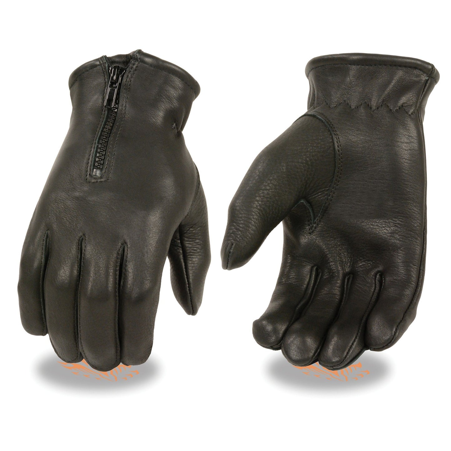 Milwaukee Leather SH867 Men's Black Unlined Deerskin Lightweight Motorcycle Hand Gloves W/ Wrist Zipper Closure