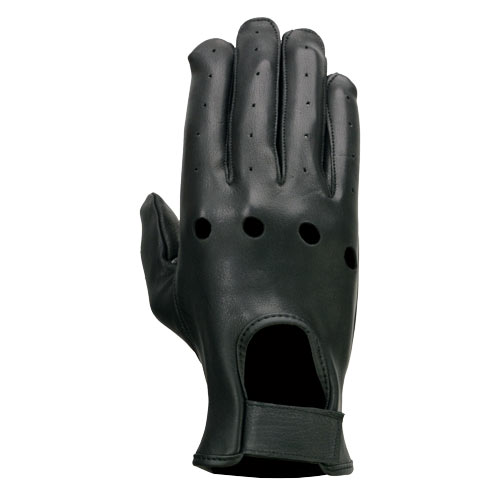 Milwaukee Leather SH868 Men's Black Perforated Deerskin Full Finger Motorcycle Hand Gloves W/ Breathable ‘Open Knuckle’