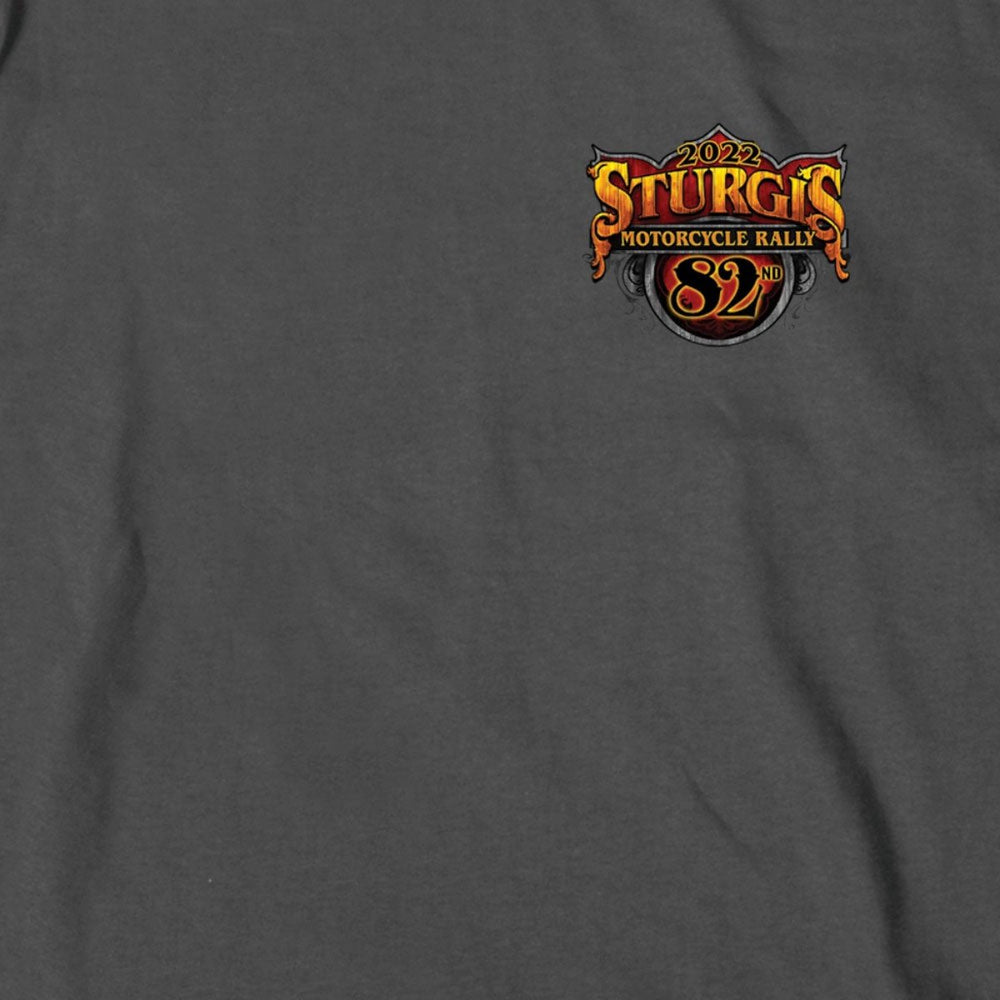 2022 Sturgis Motorcycle Rally SPB1007 Crazy Buffalo Men's Charcoal T-Shirt