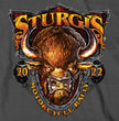 2022 Sturgis Motorcycle Rally SPB1007 Crazy Buffalo Men's Charcoal T-Shirt