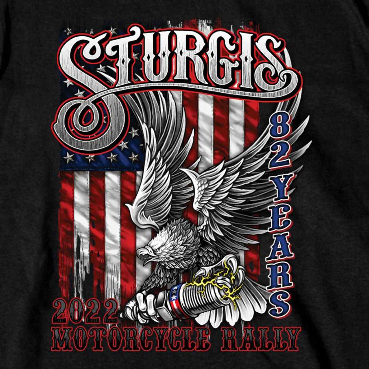 2022 Sturgis Motorcycle Rally SPB1017 Men’s Freedom Ride Black T-Shirt