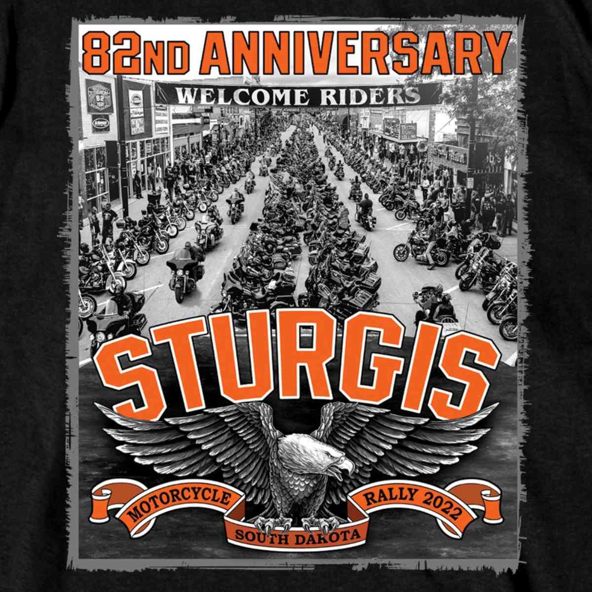 2022 Sturgis Motorcycle Rally SPB1021 Men’s Main Street Photo Black T-Shirt