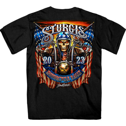 Hot Leathers SPB1067 Men’s Black 2023 Sturgis # 1 Design America T-Shirt