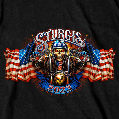 Hot Leathers SPB1067 Men’s Black 2023 Sturgis # 1 Design America T-Shirt