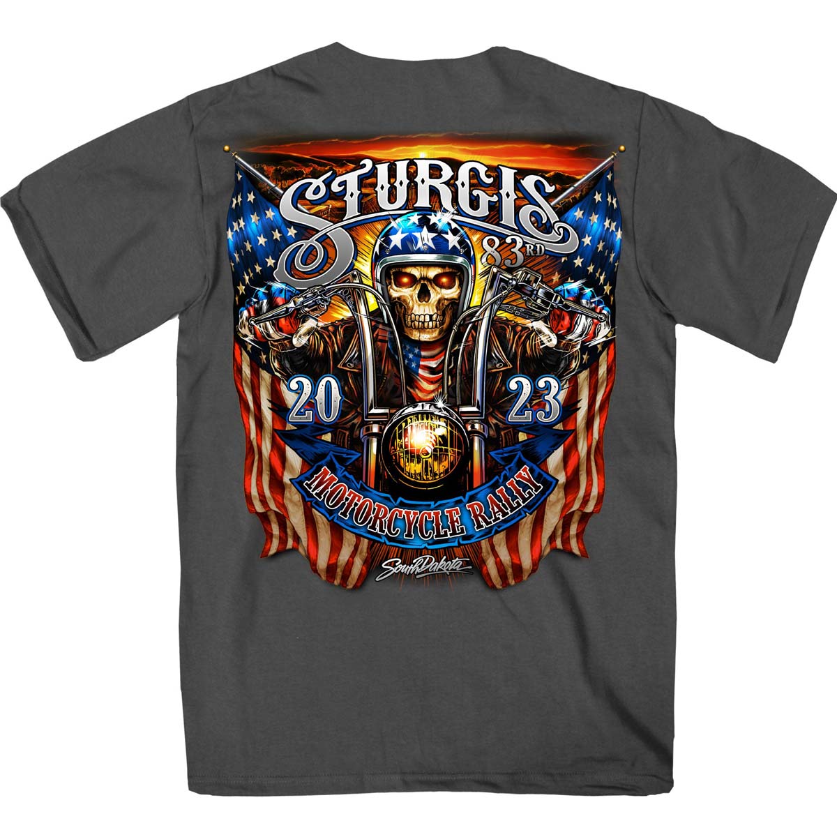 Hot Leathers SPB1068 Men’s Charcoal 2023 Sturgis # 1 Design America T-Shirt