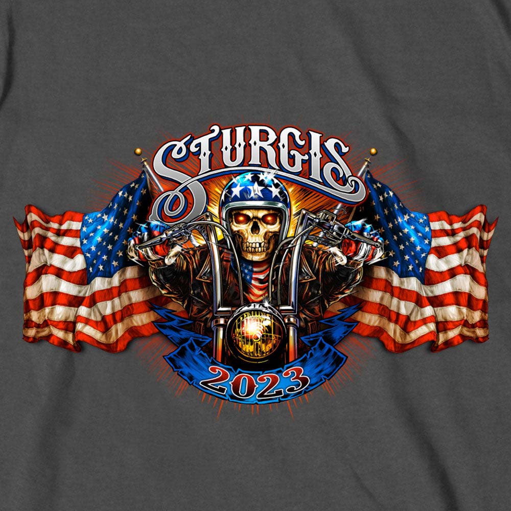 Hot Leathers SPB1068 Men’s Charcoal 2023 Sturgis # 1 Design America T-Shirt