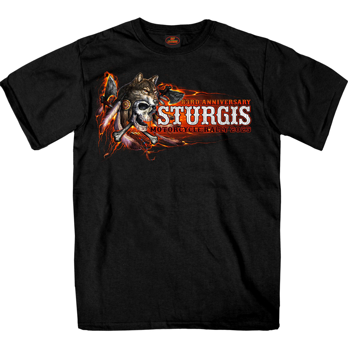 Hot Leathers SPB1086 Men’s Black 2023 Sturgis Native Wolf T-Shirt