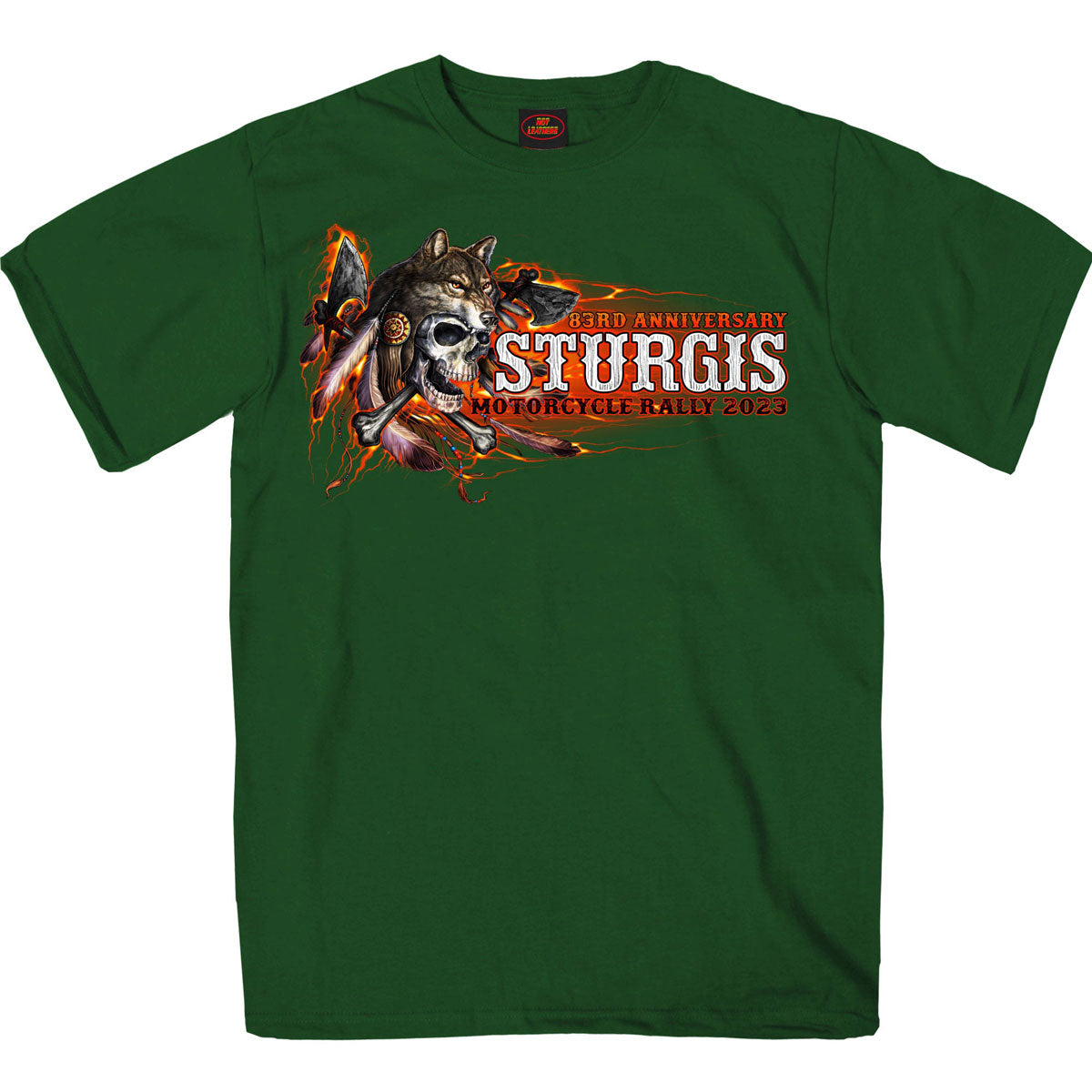 Hot Leathers SPB1087 Men’s Forest Green 2023 Sturgis Native Wolf T-Shirt