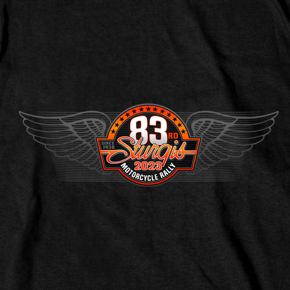 Hot Leathers SPB1090 Men’s Black 2023 Sturgis Rally Logo Double Sided T-Shirt