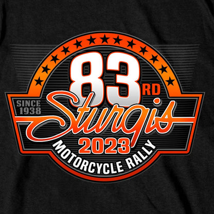 Hot Leathers SPB1090 Men’s Black 2023 Sturgis Rally Logo Double Sided T-Shirt