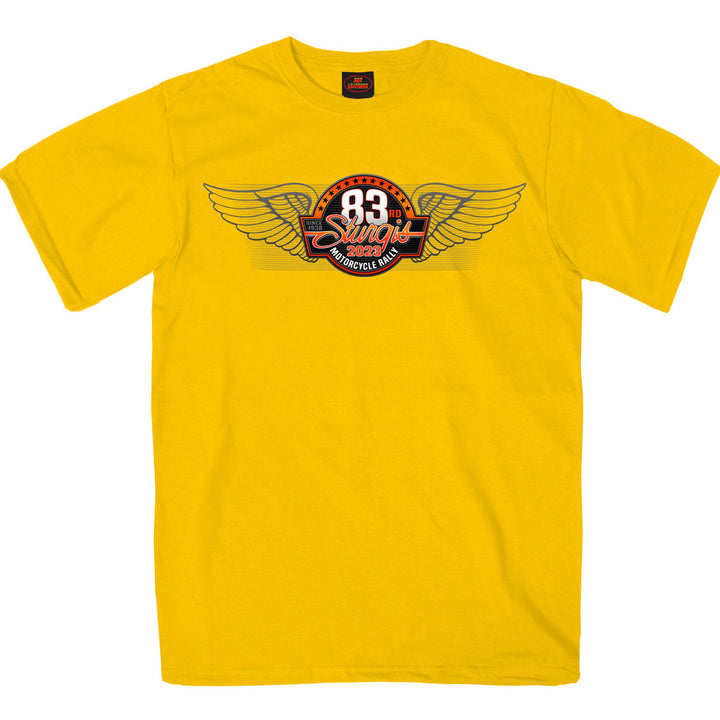 Hot Leathers SPB1092 Men’s Yellow 2023 Sturgis Rally Logo Double Sided T-Shirt