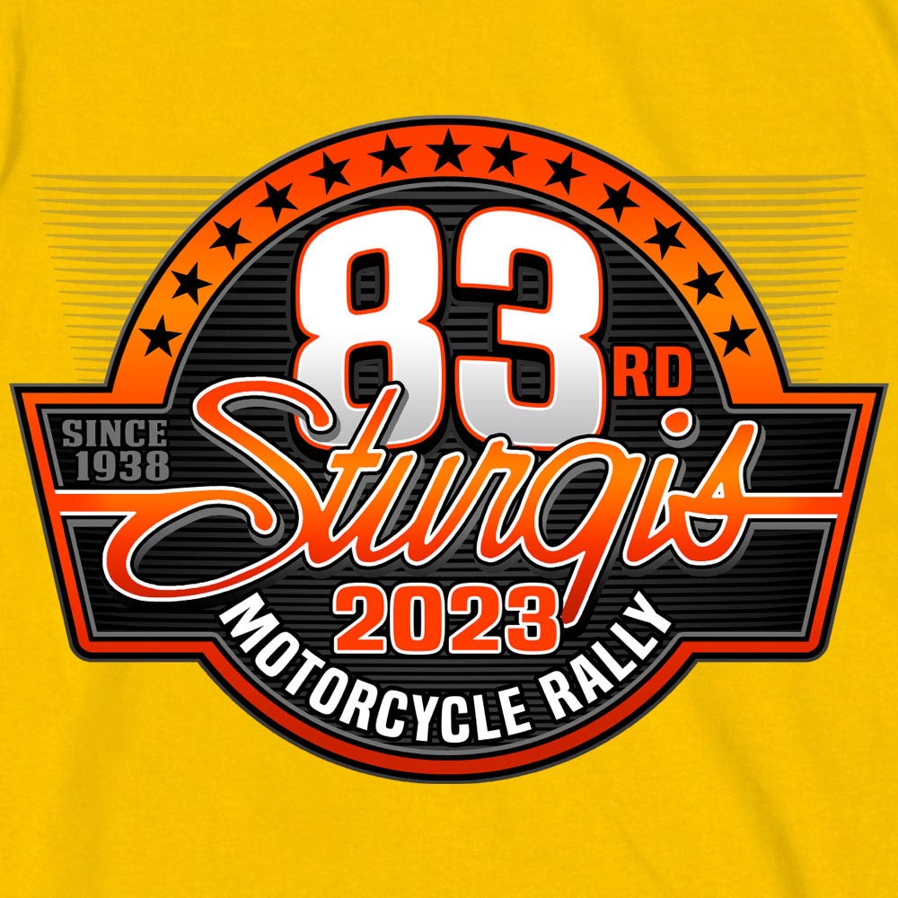 Hot Leathers SPB1092 Men’s Yellow 2023 Sturgis Rally Logo Double Sided T-Shirt