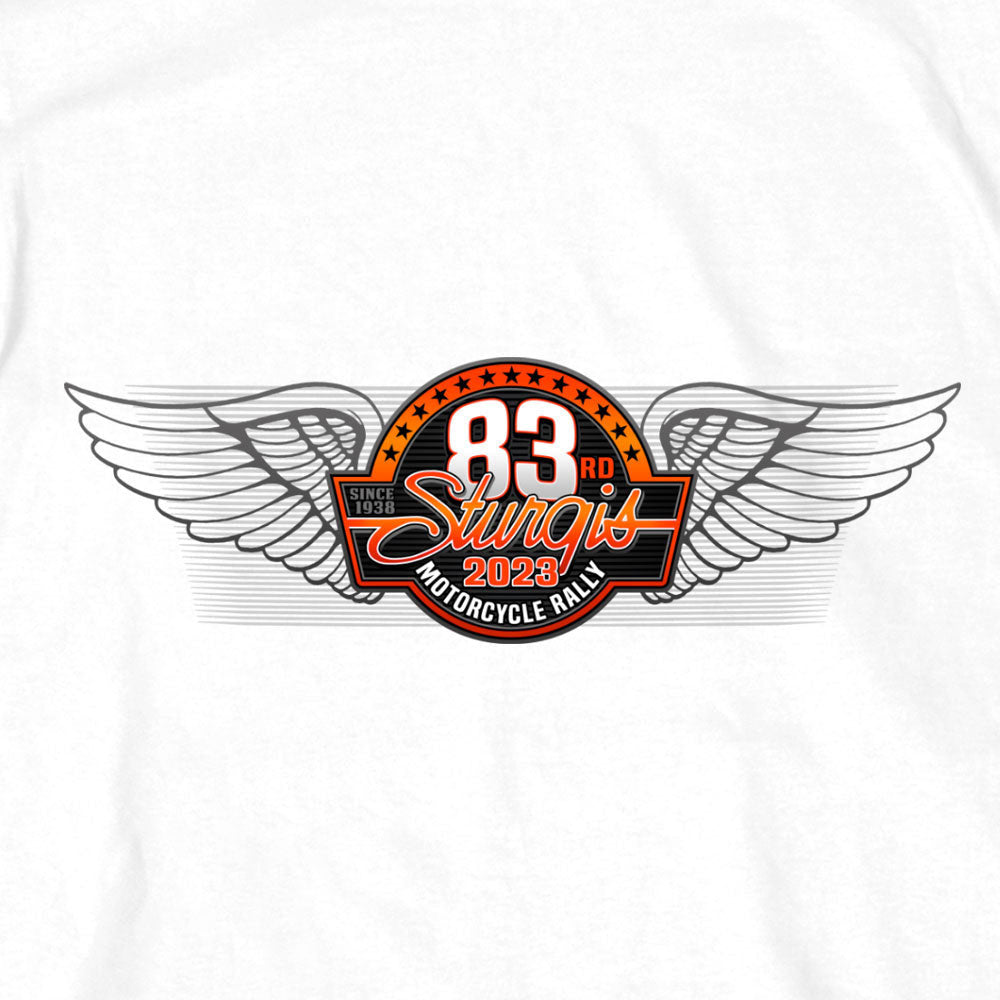 Hot Leathers SPB1093 Men’s White 2023 Sturgis Rally Logo Double Sided T-Shirt