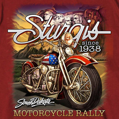 Hot Leathers SPB1096 Men’s Dark Red 2023 Sturgis Rushmore T-Shirt