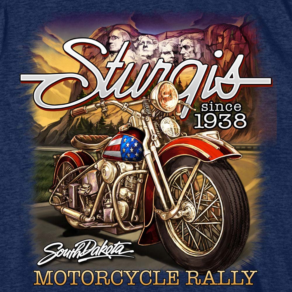 Hot Leathers SPB1097 Men’s Heather Navy 2023 Sturgis Rushmore T-Shirt