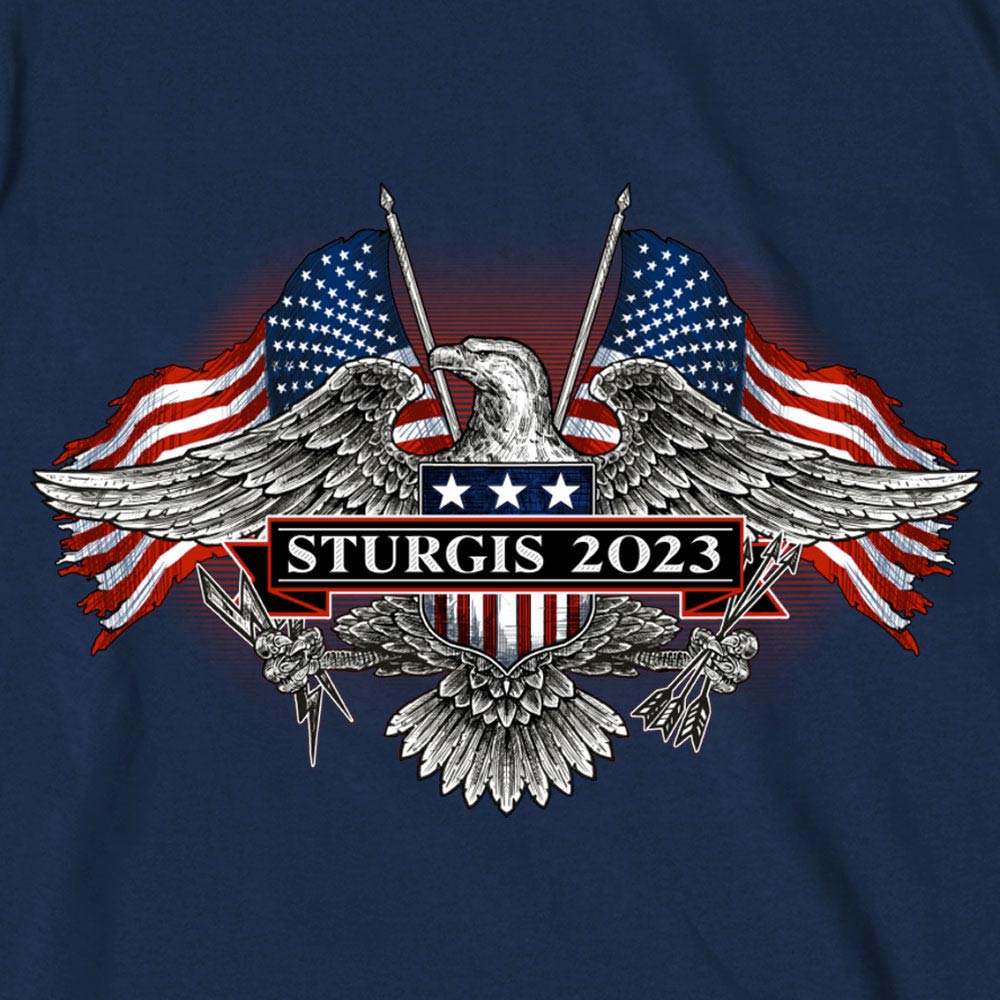 Hot Leathers SPB1104 Men’s 2023 Sturgis Vintage Patriot Navy Blue T-Shirt