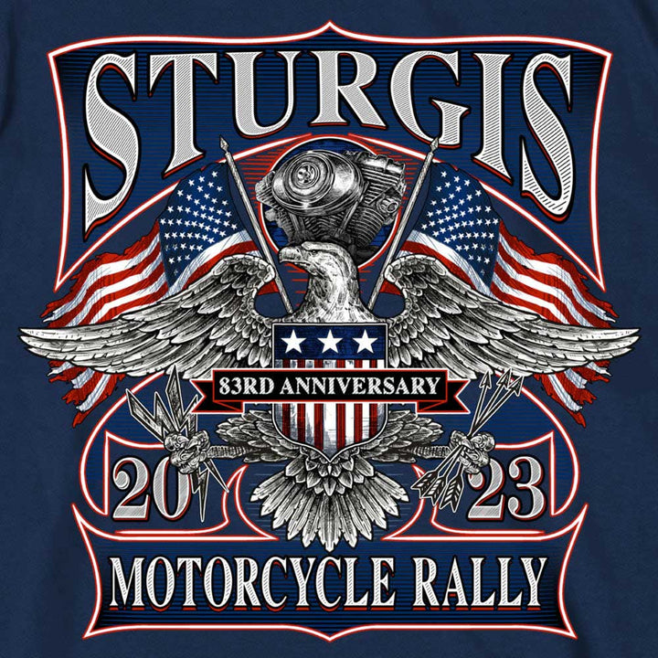 Hot Leathers SPB1104 Men’s 2023 Sturgis Vintage Patriot Navy Blue T-Shirt