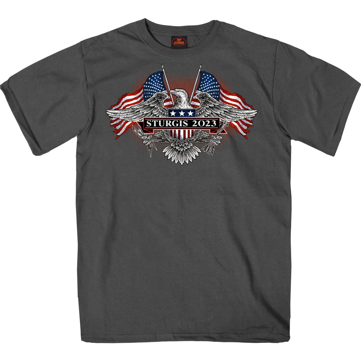 Hot Leathers SPB1105 Men’s 2023 Sturgis Vintage Patriot Charcoal T-Shirt