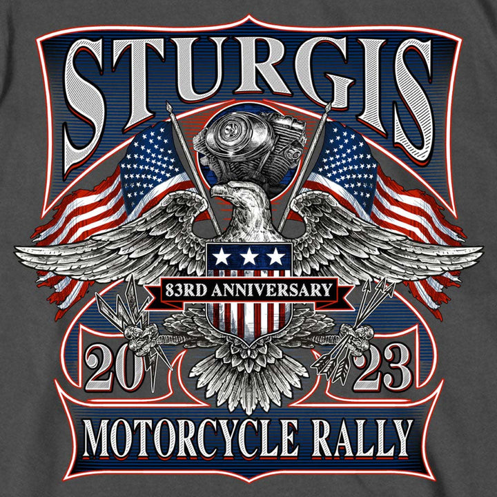 Hot Leathers SPB1105 Men’s 2023 Sturgis Vintage Patriot Charcoal T-Shirt