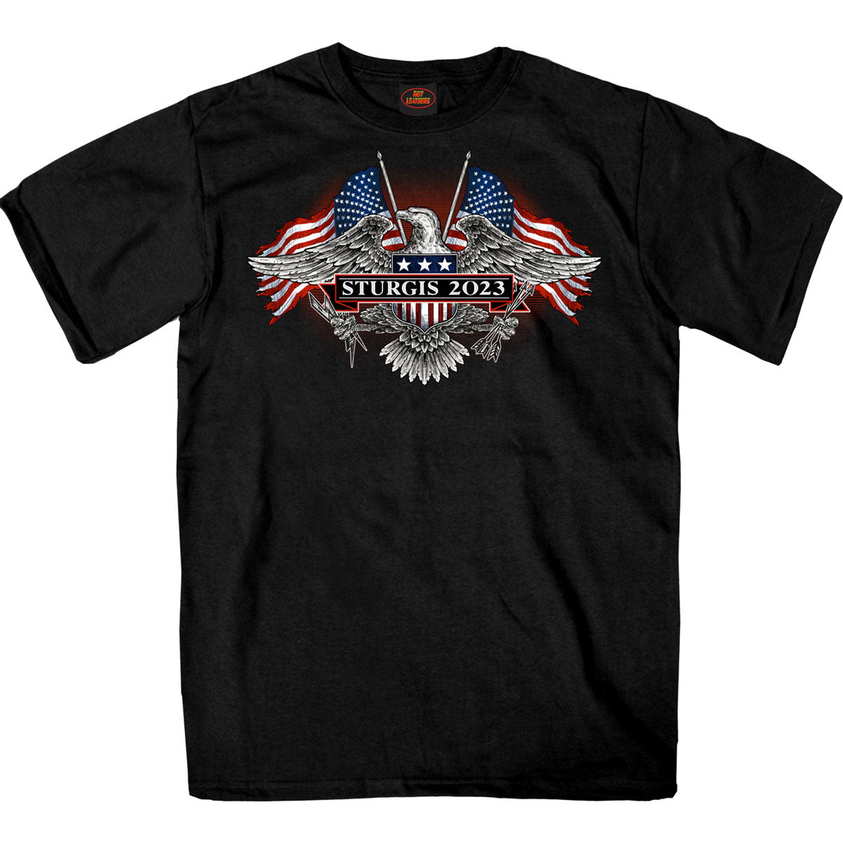 Hot Leathers SPB1108 Men’s 2023 Sturgis Vintage Patriot Black T-Shirt