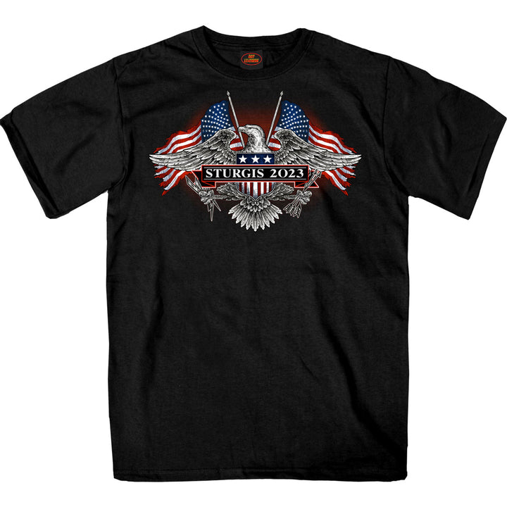 Hot Leathers SPB1108 Men’s 2023 Sturgis Vintage Patriot Black T-Shirt