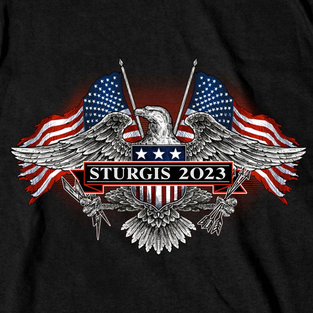 Hot Leathers SPB1108 Men’s 2023 Sturgis Vintage Patriot Black T-Shirt